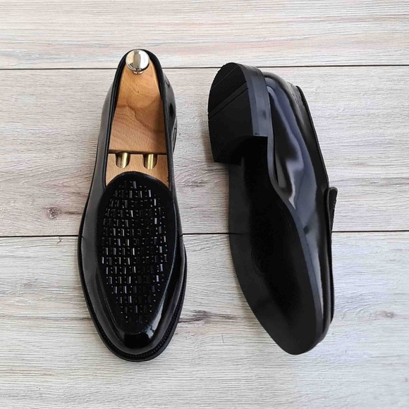 Men's Leather Loafers with Stone Details